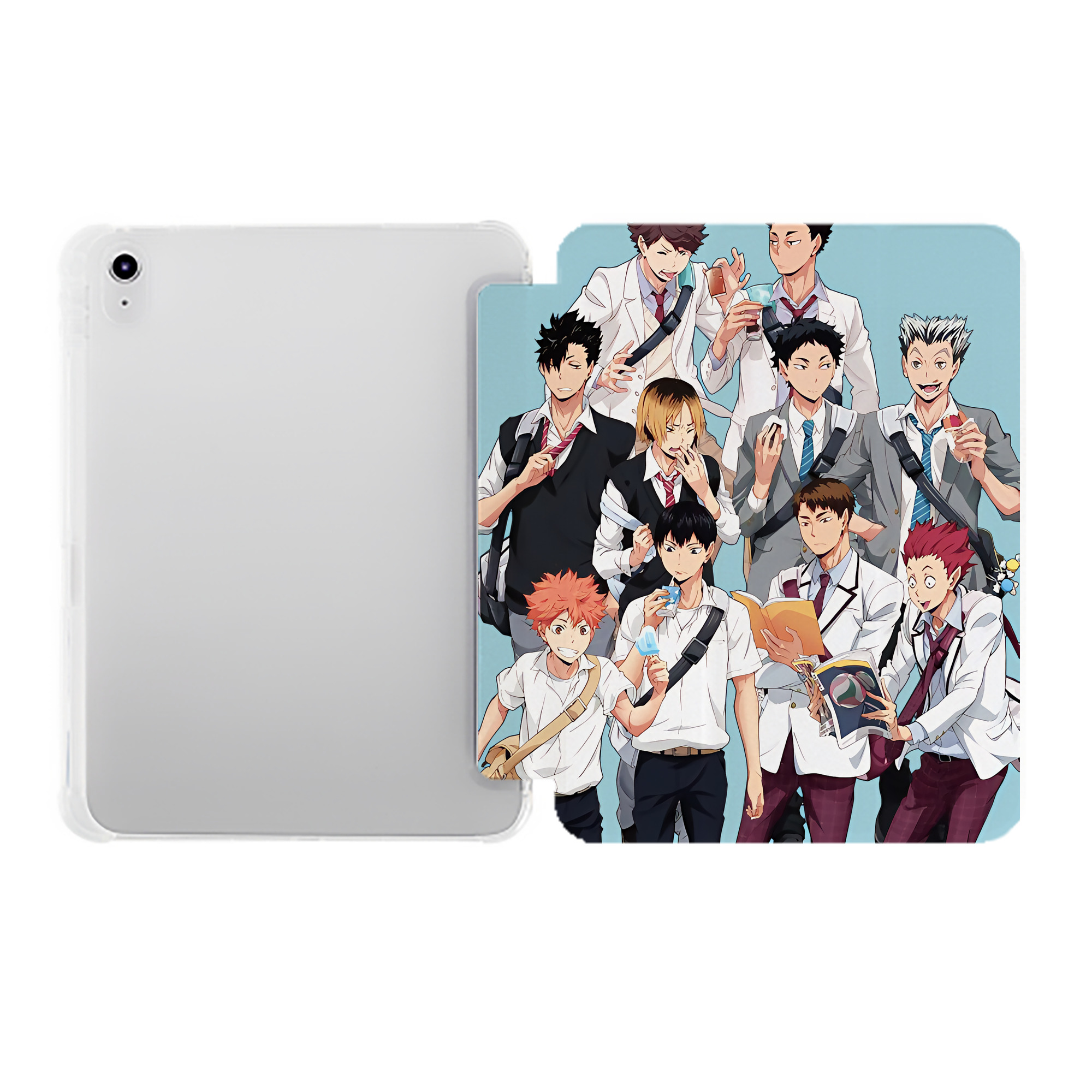 （画像用） ハイキュー!! Haikyu!! IPad ケース ペン収納付き 三つ折りスタンド PUレザー×シリコン 対応機種9.5/10.5/10.9インチ